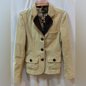 Element Corduroy Blazer Jacket w/ Embroidery Light Tan Brown Medium